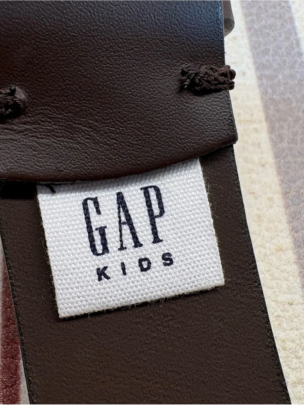 Gap Kids Brown Bonded Leather Belt Brass Buckle Size M Made in USA Classic
